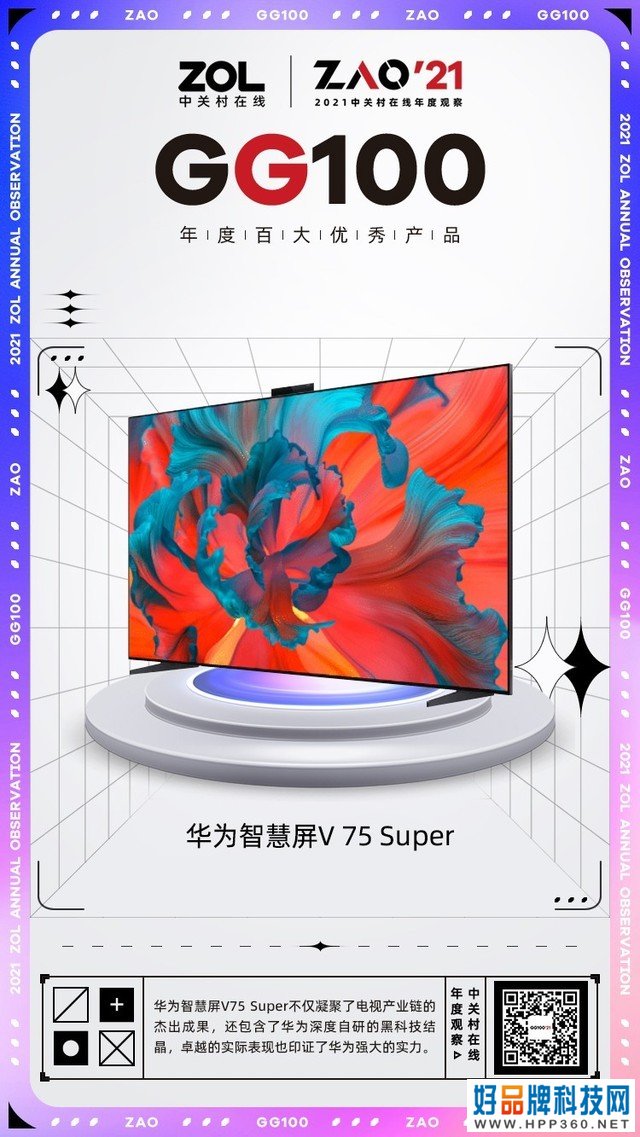 2021 GG100 | 华为智慧屏V75 Super MiniLED行业巅峰 获奖 